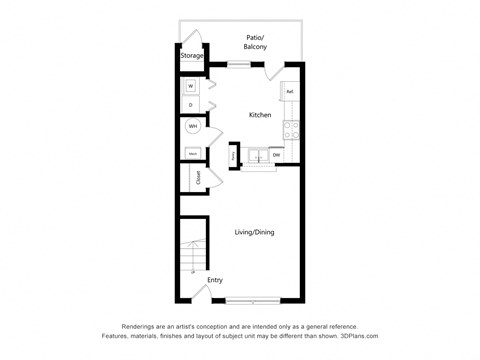 Groves of Lawrenceville_2D_3 Bedroom B - Townhome_Floor 1